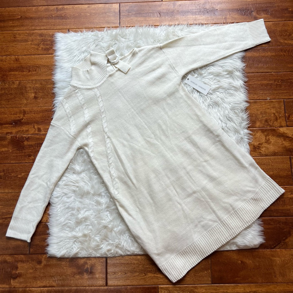 Madison + Hudson Womens Pullover Sweater Ivory Long Sleeve Turtleneck M New